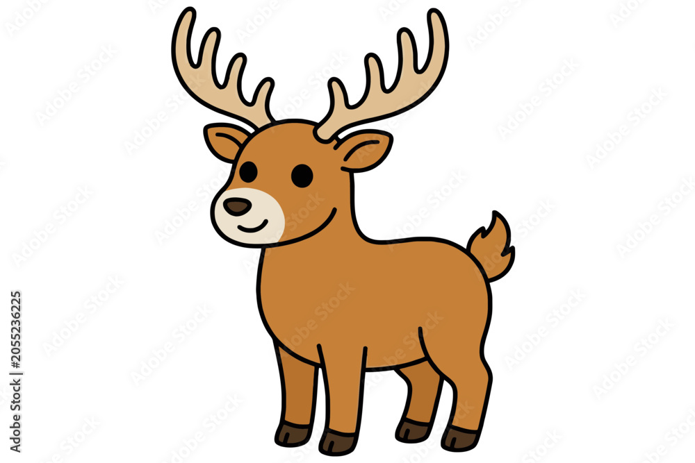 Fototapeta premium Cartoon Deer Illustration for Childrens Educational Content