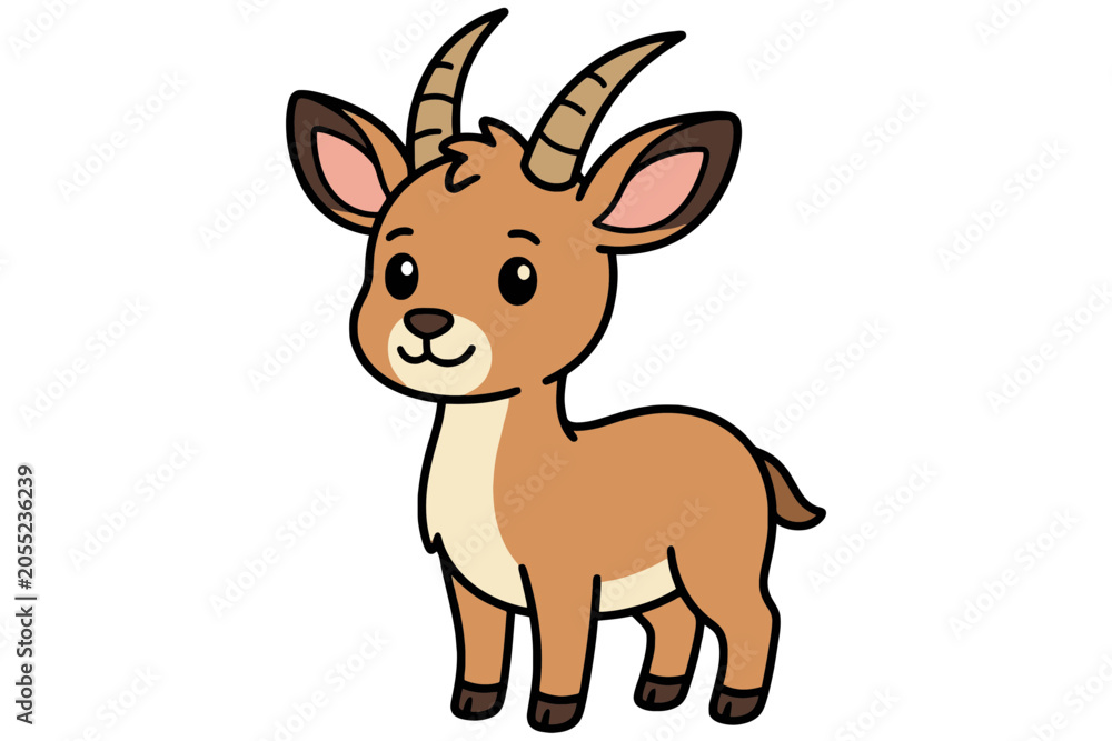 Obraz premium Cute Cartoon Gazelle Standing Facing Left Ideal for Children Books