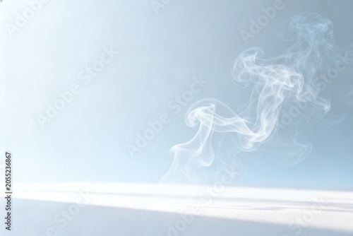 Abstract White Smoke Against Soft Blue Background