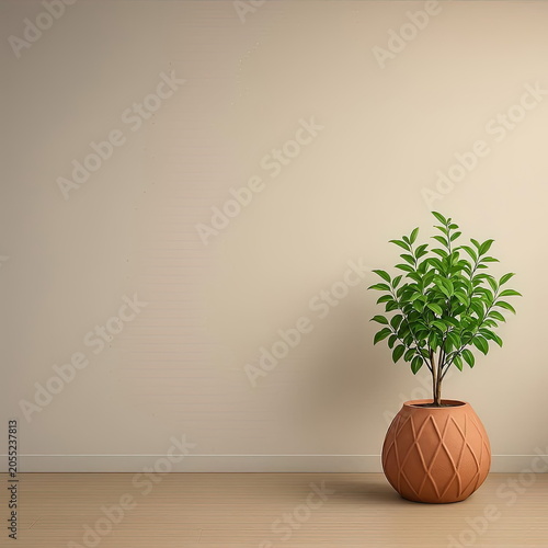 3D Vector Interior Mockup Wall with Musgum Architecture Planter