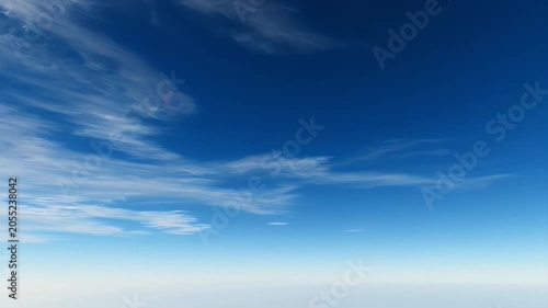 Expansive Blue Sky with Sparse Wispy Cirrus Clouds Over a Quiet Horizon