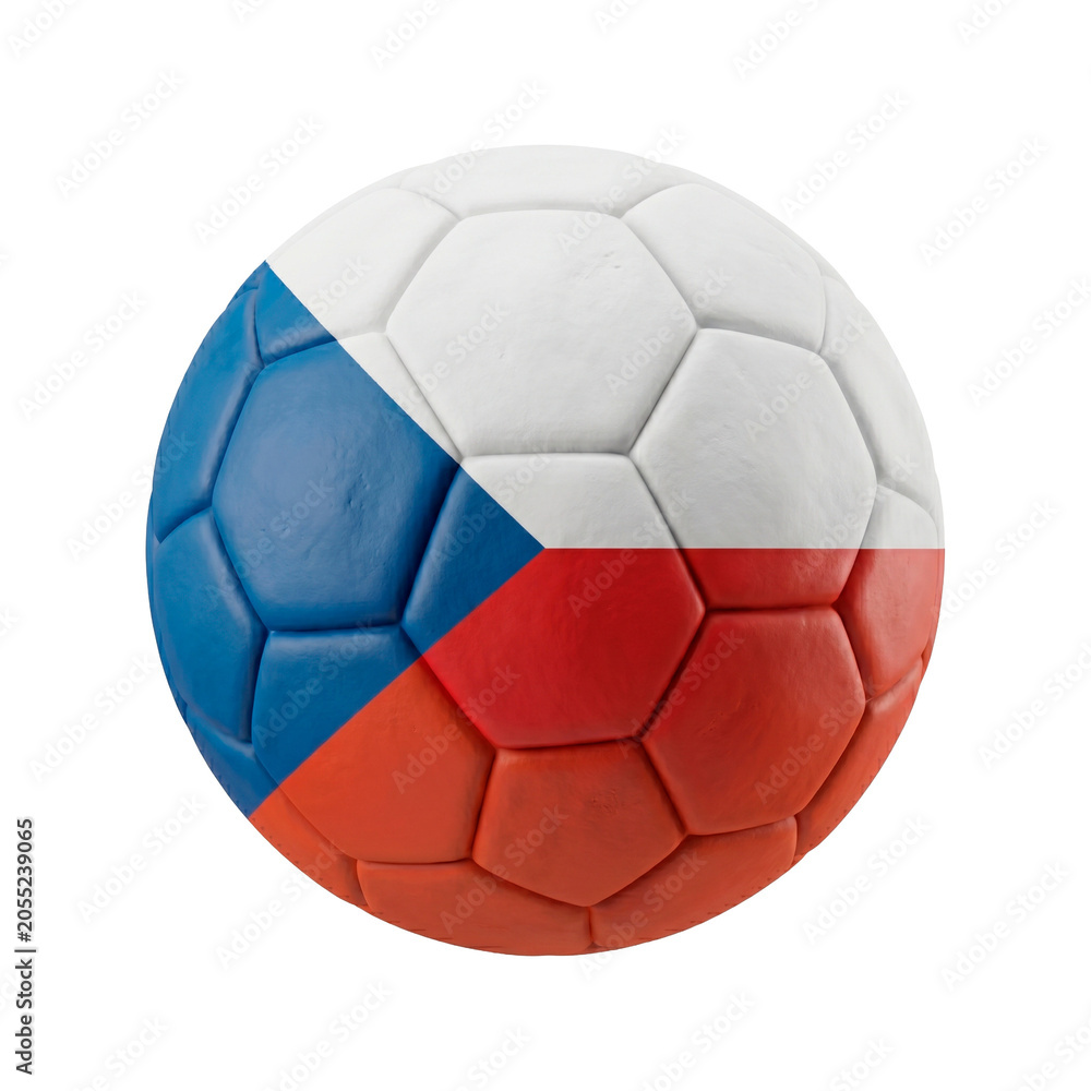 Fototapeta premium Soccer ball with Czech Republic flag colors isolated on white background