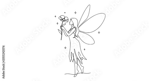 Konstfotografi Fairy Holding a Flower Closeup Portrait.