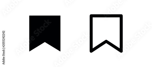 Bookmark ribbon icon, black and white outline versions, for saving or marking content.