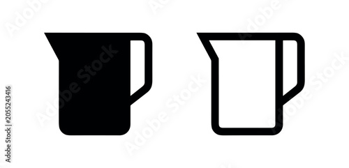Obraz na płótnie Black and white icons of a pitcher, solid and outline