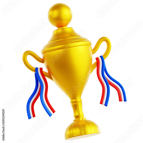 Golden Football Trophy with Ribbons