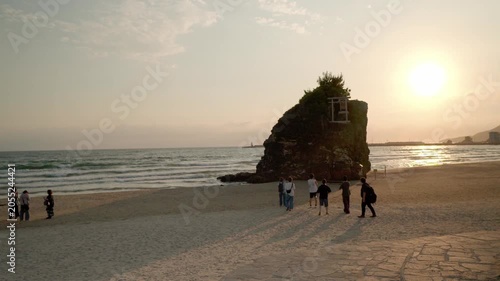 夕日の稲佐の浜