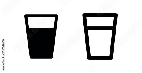 Fotografía Half-Full Glass or Cup Flat and Outline Icons