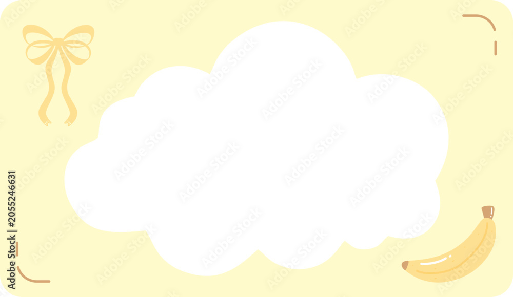 Fototapeta premium Cute Cloud Frame with Fruit Illustration