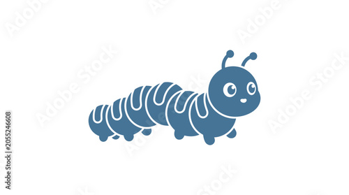 Blue Caterpillar Cartoon Character Illustration.