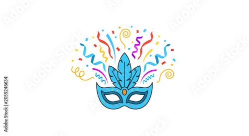 Blue Mardi Gras Mask Design.