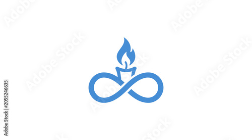 Blue infinity flame symbol logo.