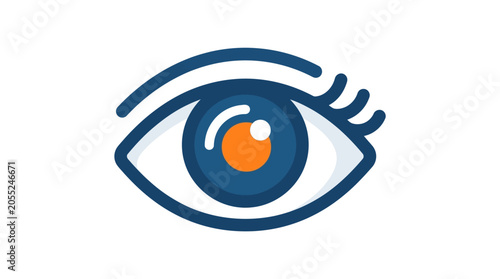 Blue Eye Icon With Eyelashes.