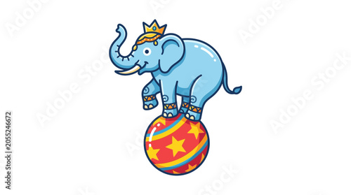 Blue Elephant Wearing Golden Crown.