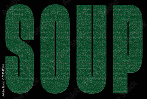 Abstract Green Mosaic Texture SOUP Typography Design Element