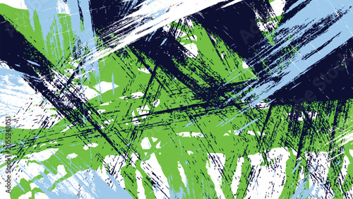 Abstract grunge background with expressive paint brush strokes and colorful textured splatters