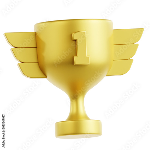 Golden Trophy with Wings and Number 1
