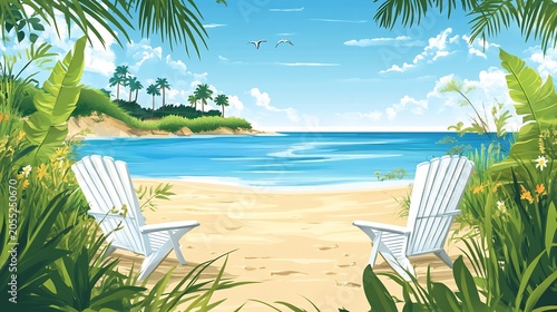 Retirement Card with a relaxing beach scene and a writing space area on the left side for a retirement message