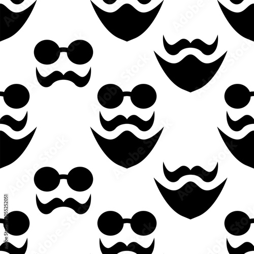 Seamless pattern with mustache, beard and sunglasses