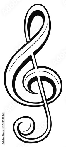 Classic Treble Clef Musical Symbol Graphic