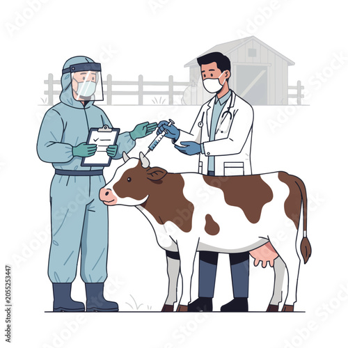 Vector illustration of legs wearing rubber boots and workwear pants
