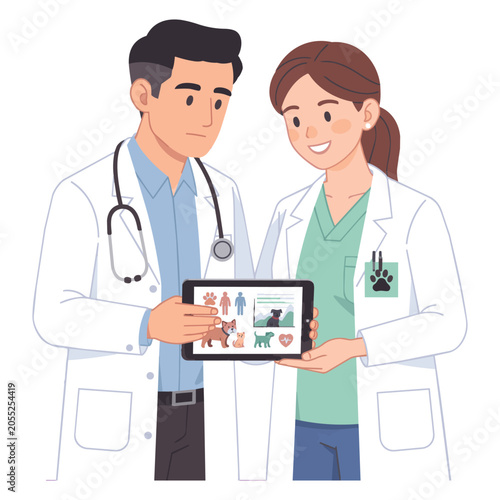 Flat vector illustration of a white doctor lab coat with pocket