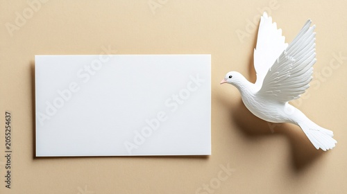 Sympathy Card with a white dove on the right side and a writing space area on the left side for a condolence message