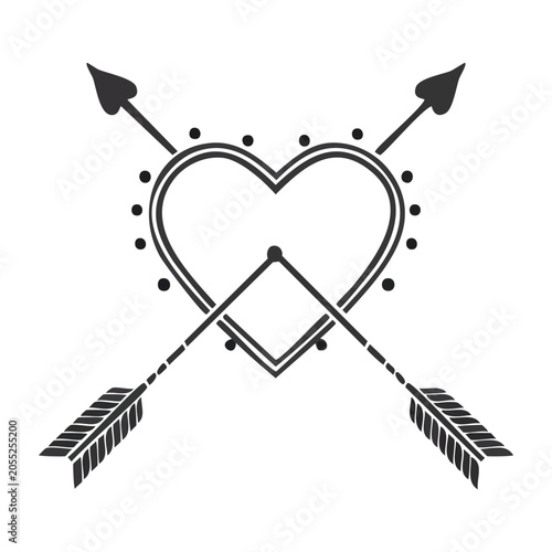 Heart and Arrows Line Art Vector Design