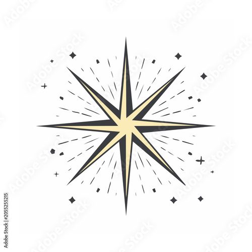 Minimalist sunburst vector graphic with rays
