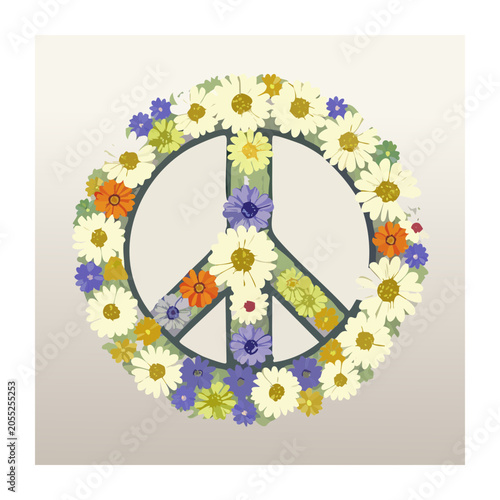 Peace Symbol Decorated with Flowers