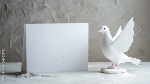 Sympathy Card with a white dove on the right side and a writing space area on the left side for a condolence message