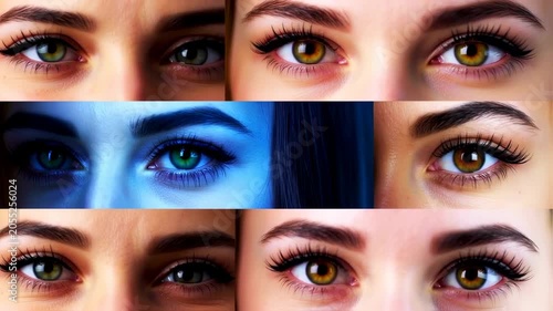 Diverse female eyes close up
