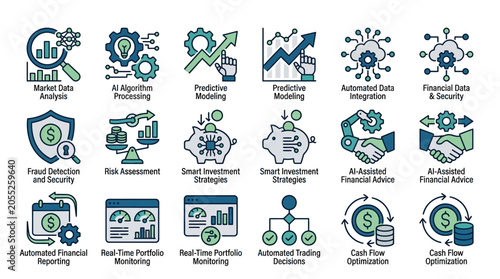 Business icons for finance and money.