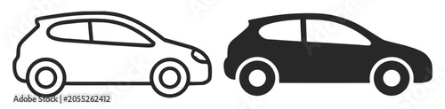 Photos Car icon set, outline and solid hatchback vehicle silhouettes, vector transporta