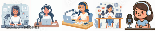 Photos An illustration of some radio announcers with happy and smile faces