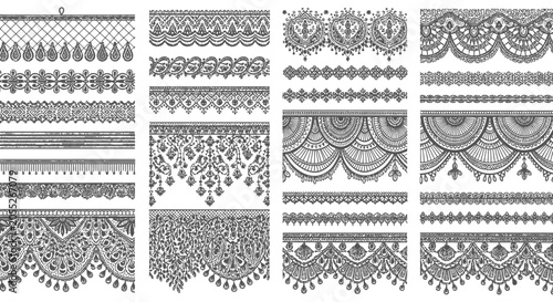 Quadro su tela Collection of various ornate lace borders and decorative elements