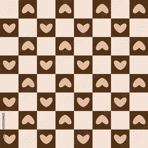Cute Heart Checker Seamless Pattern