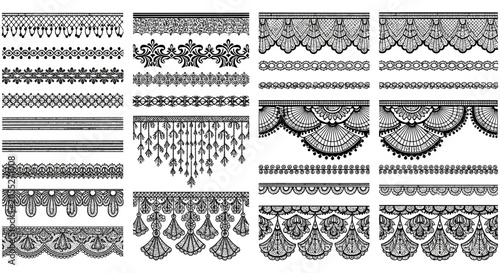 Konstfotografi Collection of various ornate lace border designs and patterns for decoration and