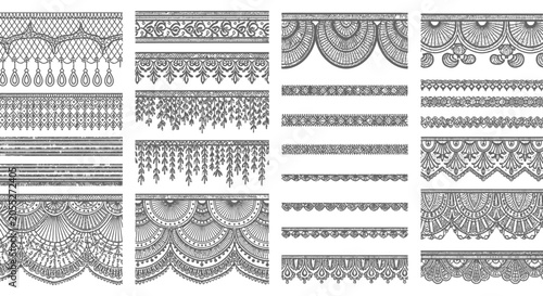 Canvas Print Collection of various ornate lace border designs and patterns for decoration and