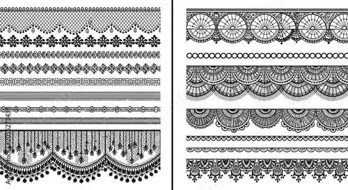 Fotografie Collection of various ornate lace borders and elegant decorative elements