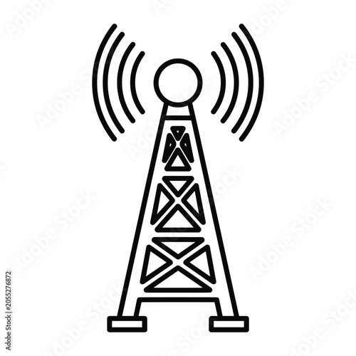 Fotografía Radio broadcast tower icon with signal waves representing wireless communication