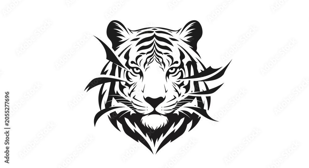 Obraz premium Stylized Tiger Head Silhouette Vector Art