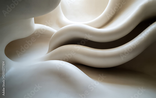 Abstract organic sculptural forms with soft flowing curves isolated on a transparent background