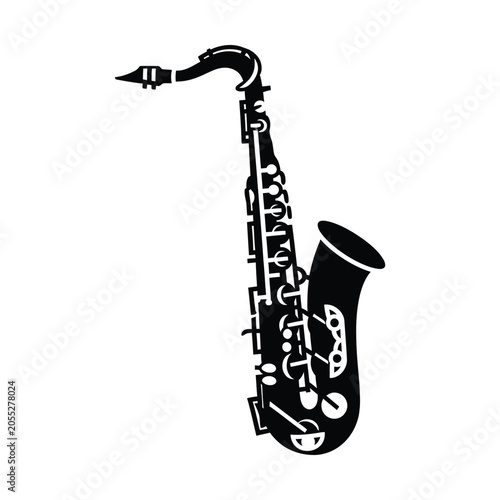 Photography Vintage saxophone vector illustration, black and white jazz music instrument ico