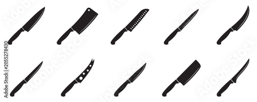 Foto Kitchen knives icon set