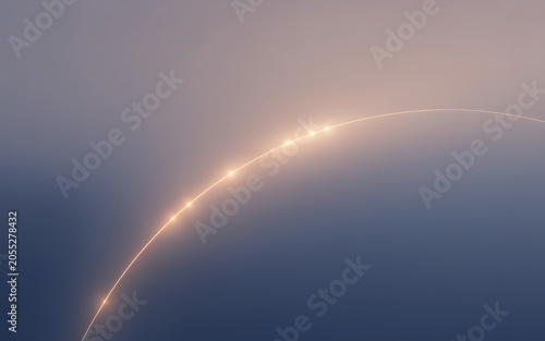 Glowing arc with bright light particles on a soft gradient background, isolated on a, transparent background