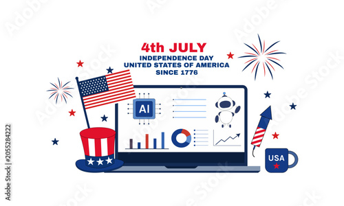 ai technology 4th of july celebration illustration