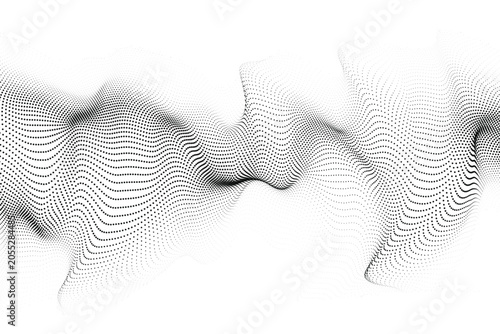 Dotted abstract background, big data pattern, technology or futuristic visualization, waveform dots texture, music backdrop, Beautiful movement with blurred particles.
