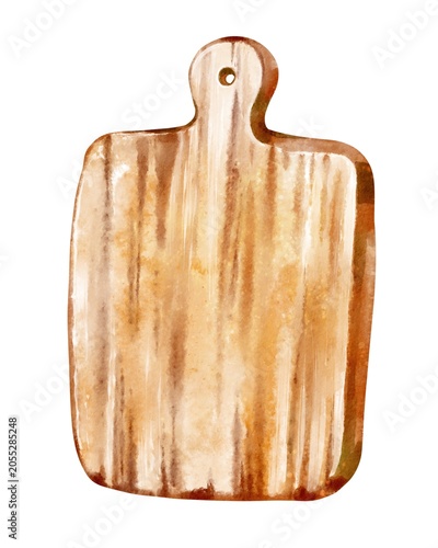 Foto Rustic wooden square cutting board Kitchen preparation board isolated on white b