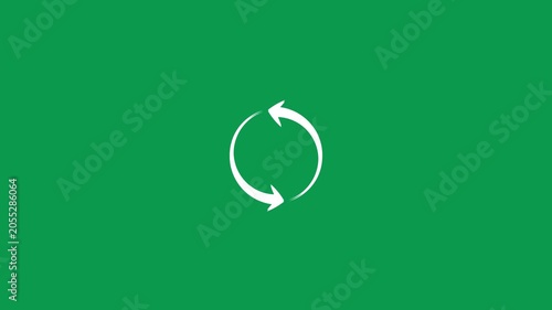 White loading refresh arrows spinning loop on green screen chroma key background